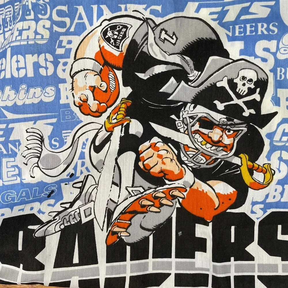 Vintage 1988 NFL Jack Davis Blanket Teams Bears Raiders‎ 49ers Giants Art 39x75